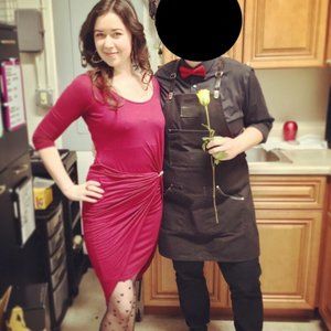 The Vanity Room Dark Red Asymmetrical Draping Dress